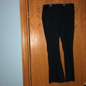 Black dress pants with light white stripes